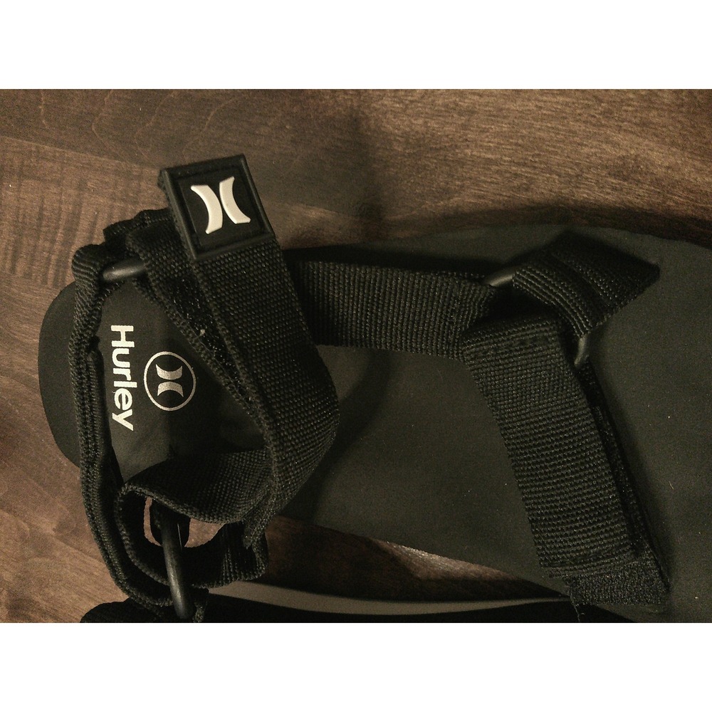Hurley Strappy Sandals Women 8 Black Excellent Sporty Adjustable Hook-and-Loop - Picture 3 of 6